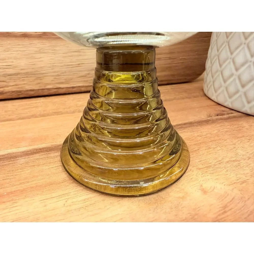 Vintage German Roemer Small Crystal Glasses Amber Color - Etched‎ Grape Design